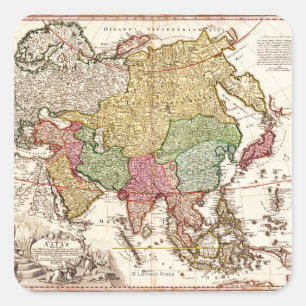 Sticker Carré AsieCarte panoramiqueAsie 6