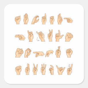 Sticker Carré ASL Hand American Sign Language Cadeau