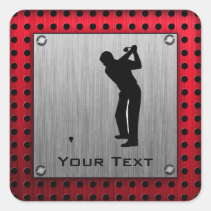 Sticker Carré Aspect aluminium brossé Golfer