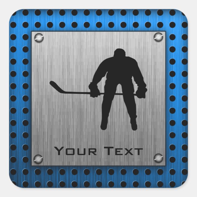 Sticker Carré Aspect aluminium brossé Hockey (Devant)