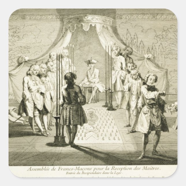 Sticker Carré Assemblage de maçons libres pour l'initiation d'un (Devant)