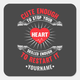 Sticker Carré Assez mignon pour arrêter votre coeur suffisamment