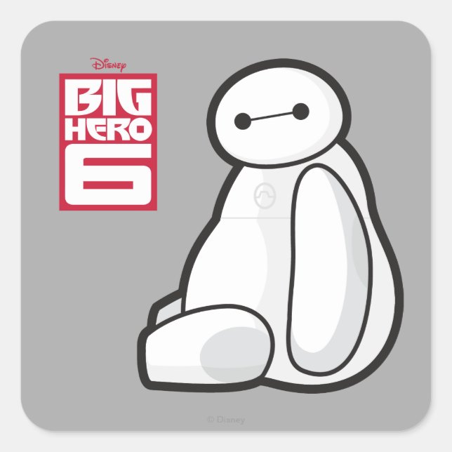 Sticker Carré Assis Baymax Sideways (Devant)