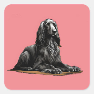 Sticker Carré Assis noir Afghan hache