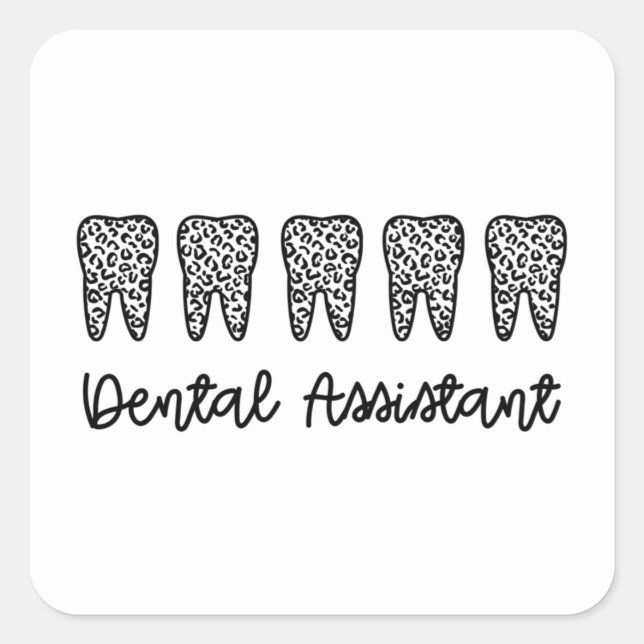Sticker Carré Assistant dentaire | Cadeaux pour dentiste adjoint (Devant)