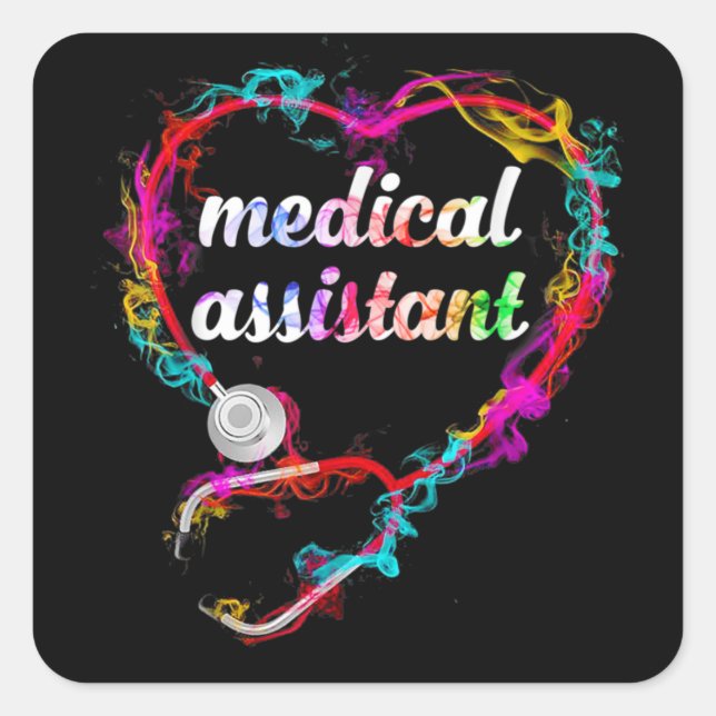 Sticker Carré Assistant médical du Colorful Stéthoscope (Devant)
