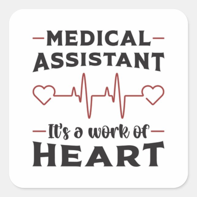 Sticker Carré Assistant Médicale Médecine cardiaque (Devant)