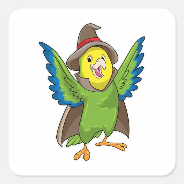 Sticker Carré Assistant Parrot en tant qu'assistant avec Casquet (Devant)