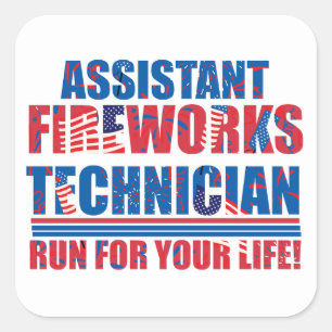 Sticker Carré Assistant technicien de feux d'artifice drôle 4 ju
