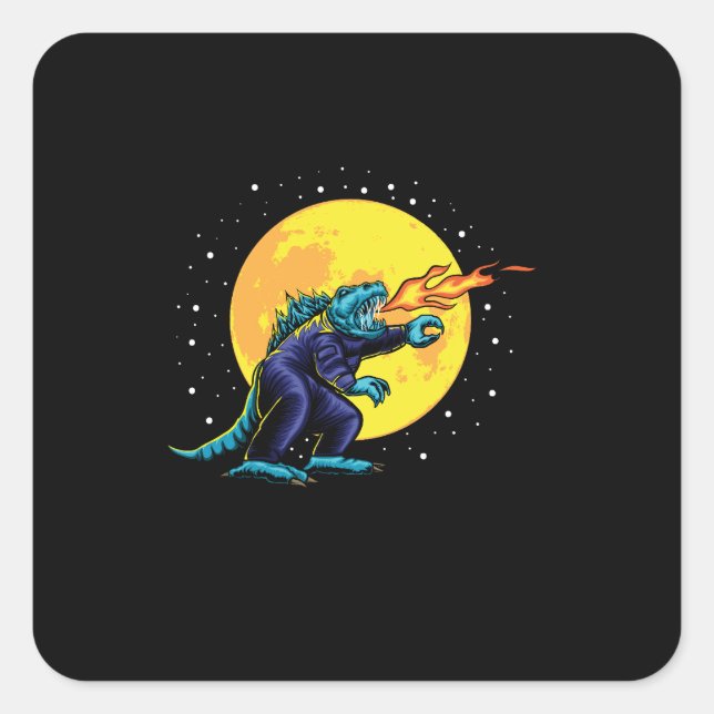 Sticker Carré astro godzilla illustration avec design (Devant)
