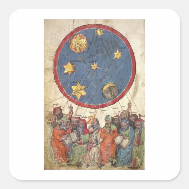 Sticker Carré Astrologie. Les 7 planètes anciennes et l'Ancien T (Devant)