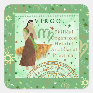 Sticker Carré astrologie vintage du zodiaque virgo