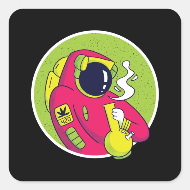 Sticker Carré astronaute bong (Devant)