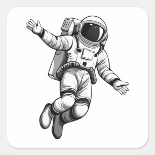 Sticker Carré Astronaute dans l'espace