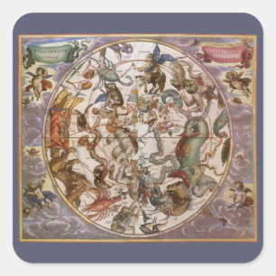 Sticker Carré Astronomie Ancienne, Constellations du Ciel Austra