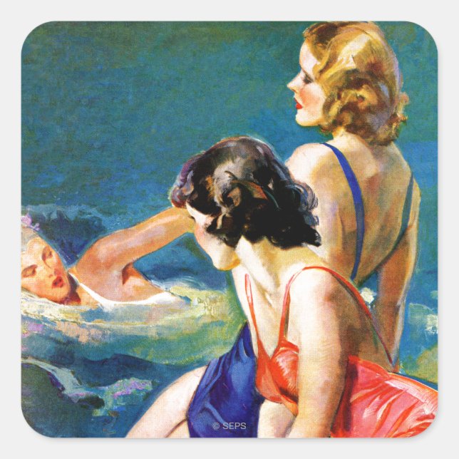 Sticker Carré At the Pool (Devant)