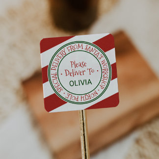 Sticker Carré Atelier père Noël Grève cadeau de Noël