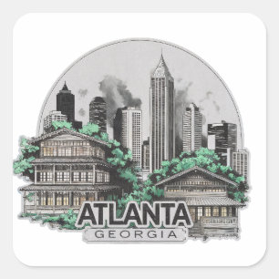 Sticker Carré Atlanta City Géorgie USA