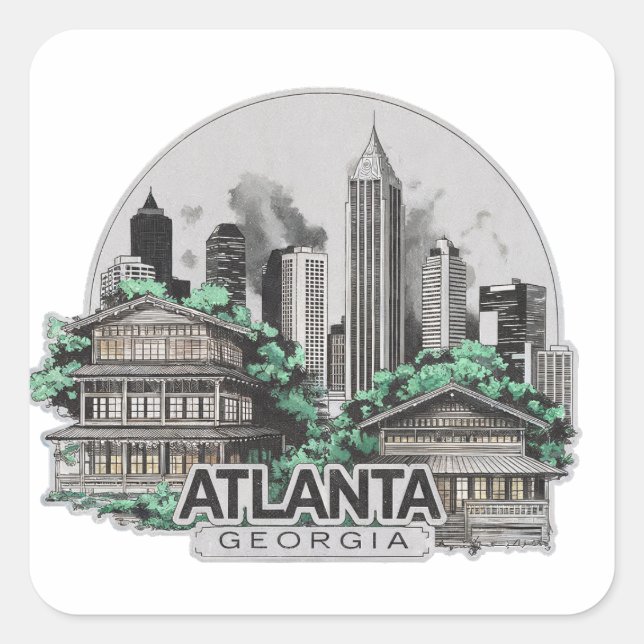 Sticker Carré Atlanta City Géorgie USA (Devant)