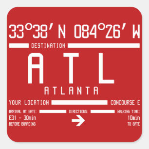 Sticker Carré Atlanta International Aviation Airport Code IATA