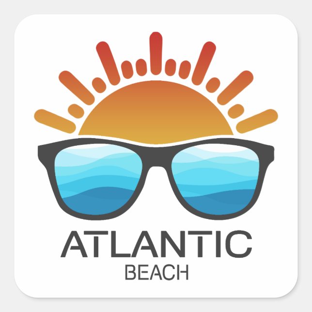 Sticker Carré Atlantic Beach North Carolina Lunettes de soleil (Devant)