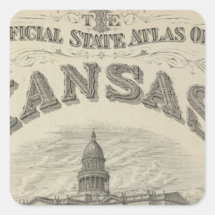 Sticker Carré Atlas officiel d'état du Kansas de page titre