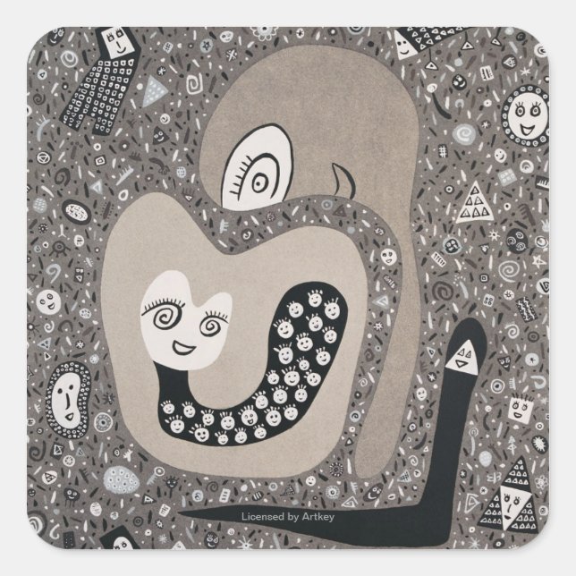 Sticker Carré Attendre Un Bébé (Devant)