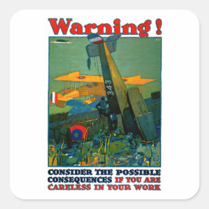 Sticker Carré Attention !