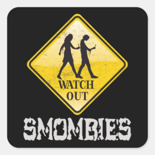 Sticker Carré Attention aux mombies