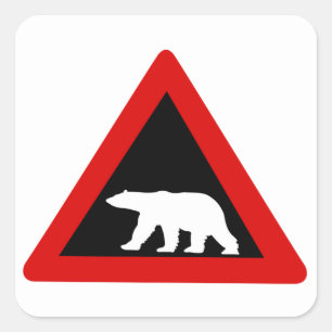 Sticker Carré Attention aux ours polaires, signalisation, Norvèg