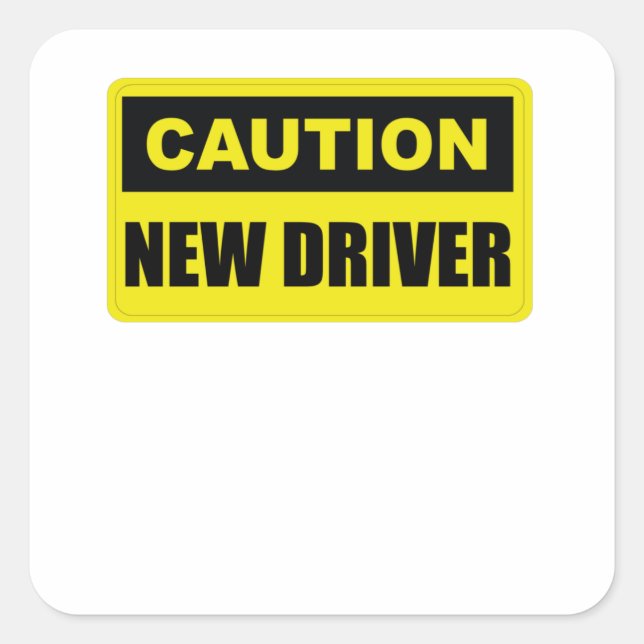 Sticker Carré Attention Nouveau conducteur - Lady Driver - Stude (Devant)