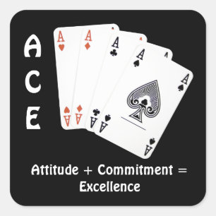 Sticker Carré Attitude ACE + Engagement = Excellence