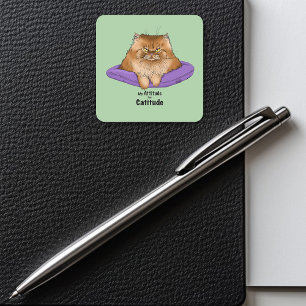 Sticker Carré Attitude de chat drôle