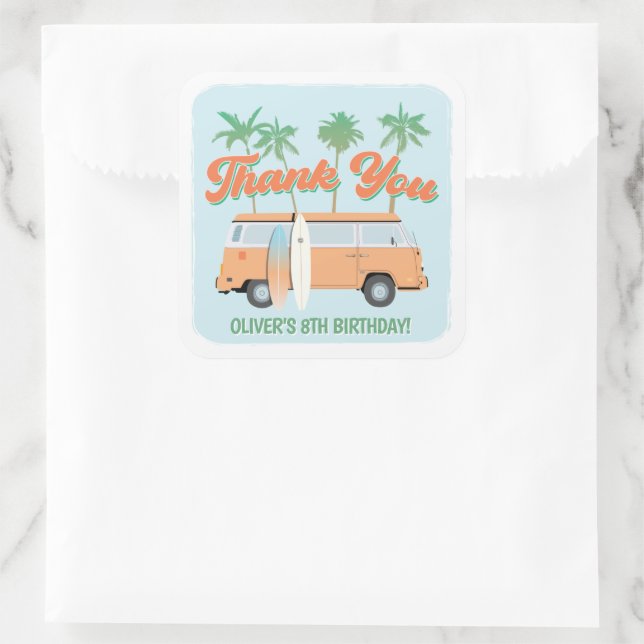 Sticker Carré Attraper un Surf d'onde vers le haut Anniversaire  (Sac)