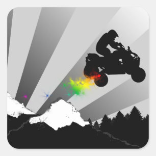 Sticker Carré atv de traînée de saleté de quadruples