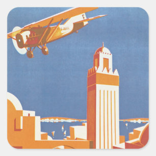 Sticker Carré Au Maroc Par Avion