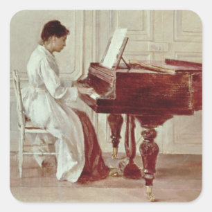 Sticker Carré Au piano, 1887 (huile sur toile)
