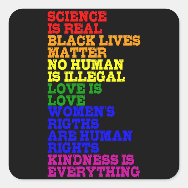 Sticker Carré AUCUN ÊTRE HUMAIN N'EST ILLÉGAL LGBT Prith Moth LG (Devant)