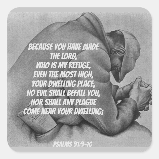 Sticker Carré Aucun mal ne vous arrivera Psaume 91 (Devant)