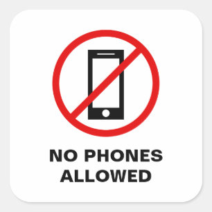 Sticker Carré Aucun téléphone mobile n'est autorisé symbole de s