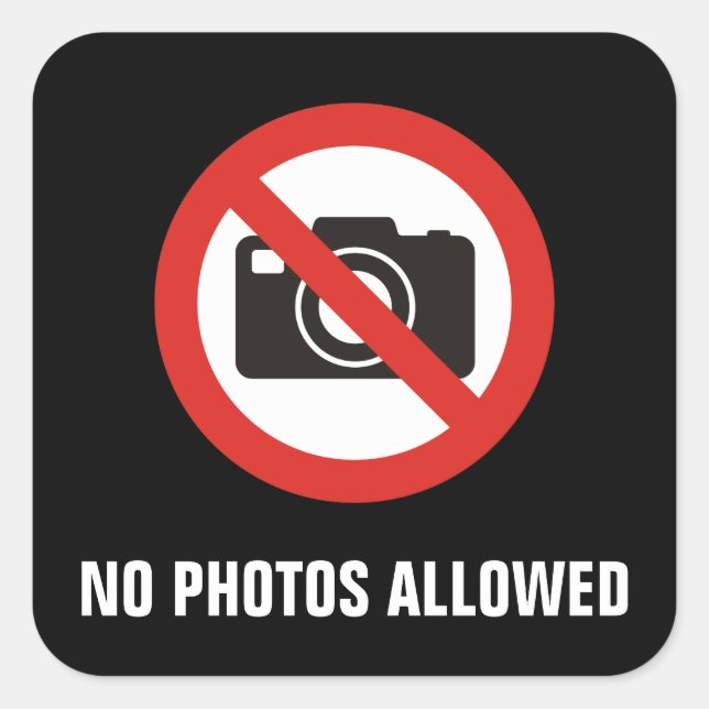 Sticker Carré Aucune photo autorisée (Devant)