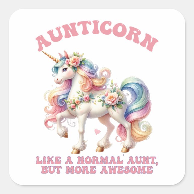 Sticker Carré Aunticorn Cool Tante (Devant)