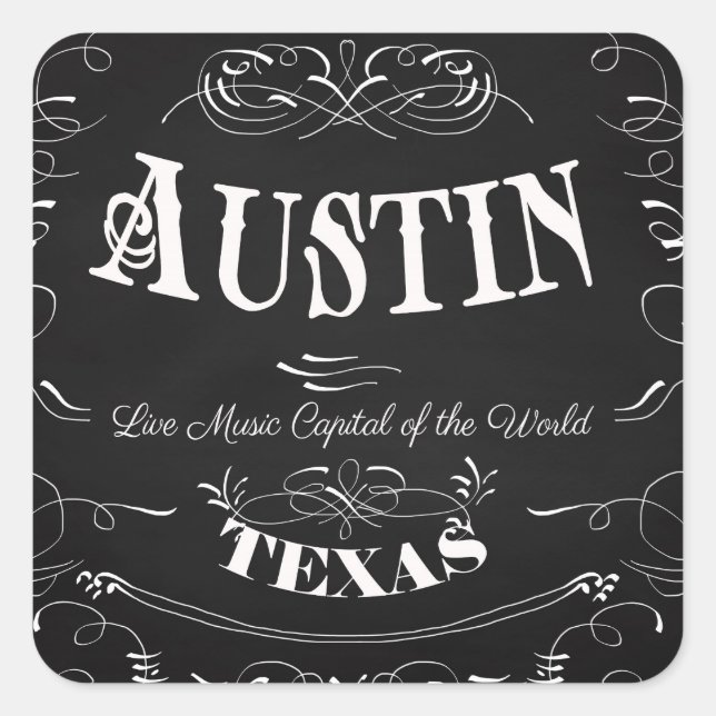 Sticker Carré Austin, Texas - Capitale mondiale de la musique li (Devant)