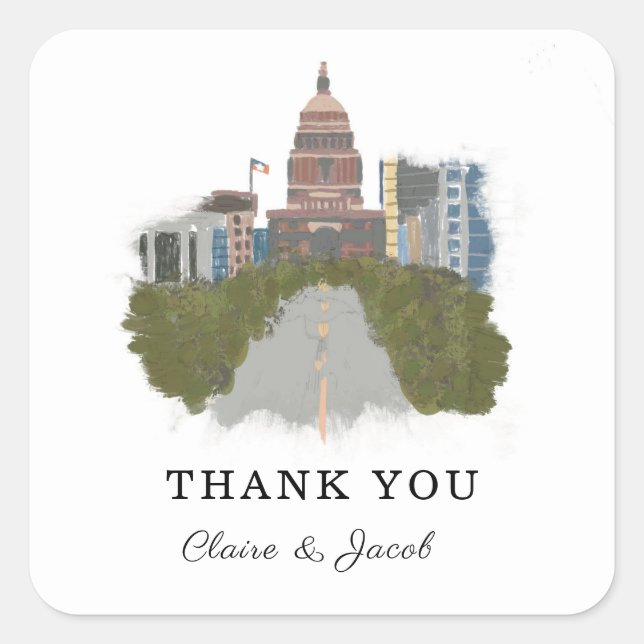 Sticker Carré Austin Texas Merci (Devant)