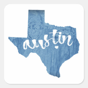 Sticker Carré Austin, Texas Wood Grain