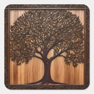 Sticker Carré Australian Wattle Tree 3D Wood Print,