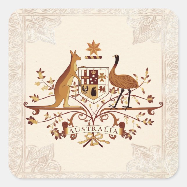 Sticker Carré Australie Armoiries Tint Brown (Devant)