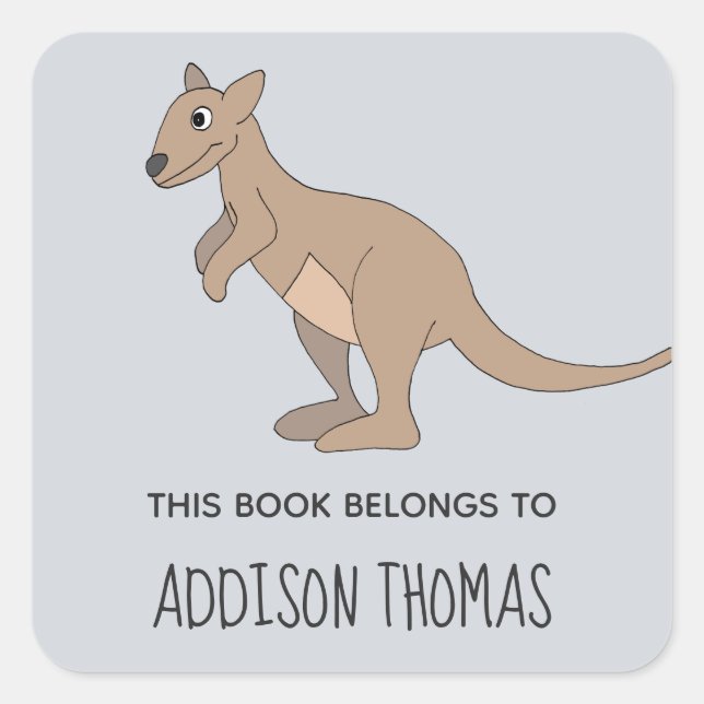 Sticker Carré Australie Cute Kangaroo Doodle Kids Boplate (Devant)