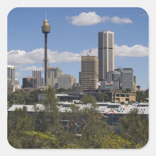 Sticker Carré Australie, Sydney, Potts Point. Skyline de Sydney. (Devant)