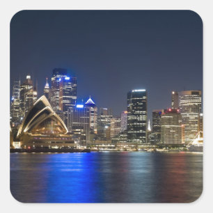 Sticker Carré Australie, Sydney. Skyline avec Opera House vu